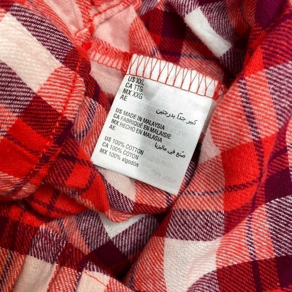 Jenni Cotton Flannel Plaid Pajama Pants Cabin Plaid White Red Purple XXL New - Picture 5 of 6